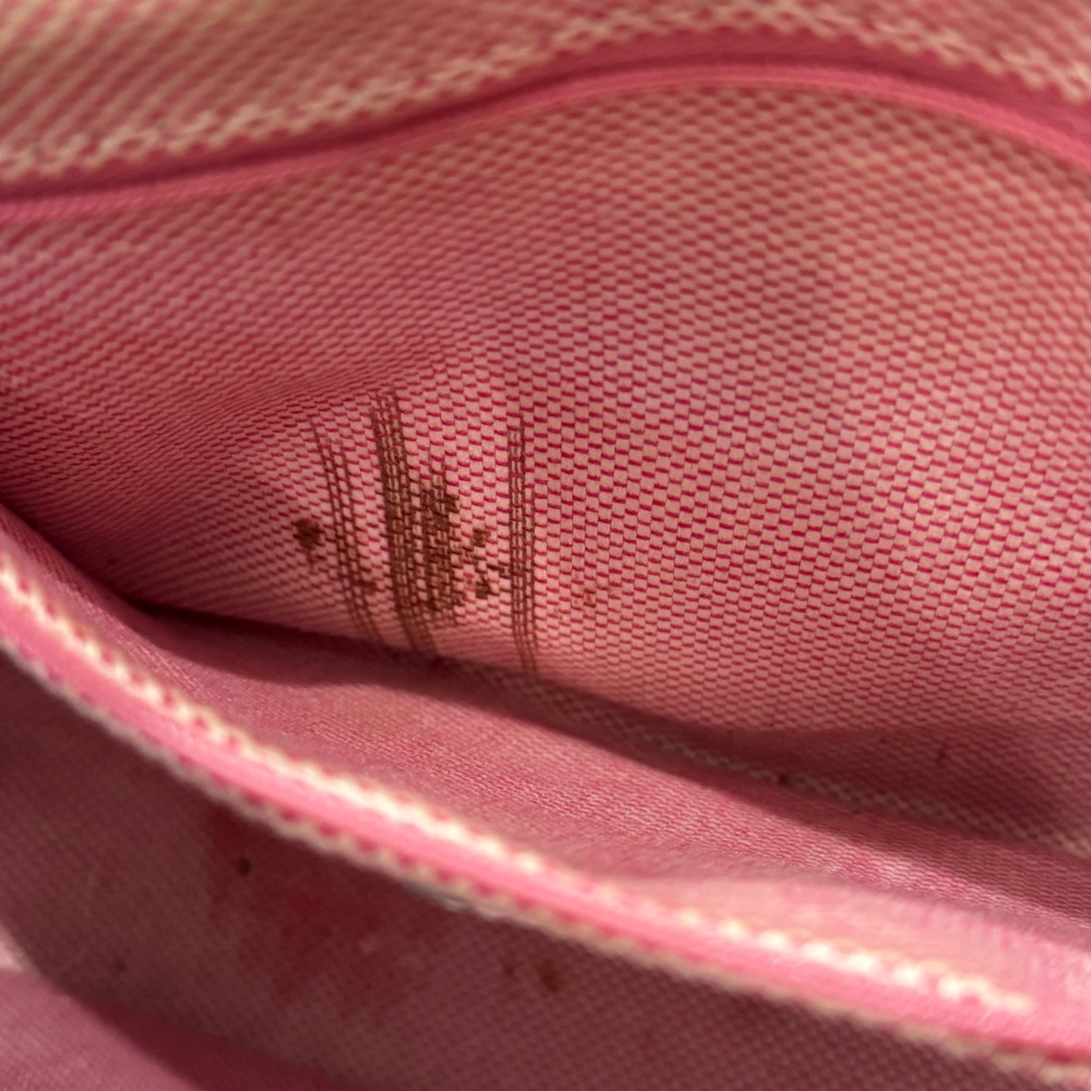 Dooney‎ & Bourke Monogram Canvas Leather Trim Satchel Bag Cream Beige Pink Liner - Picture 8 of 12